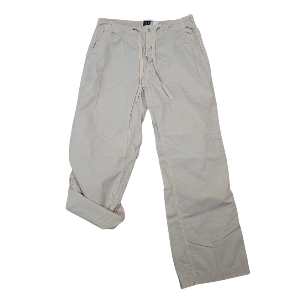 Vtg Y2K GAP Convertible Roll Tab Pants Mens M 32x31 Khaki Cotton Wide Leg Baggy